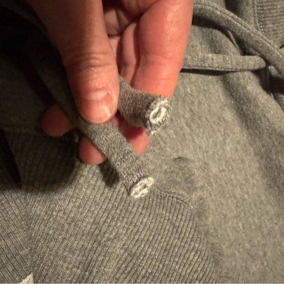 Aerie Gray Women’s Off the Shoulder Sweatshirt with Raw Edge Ties - Picture 6 of 6